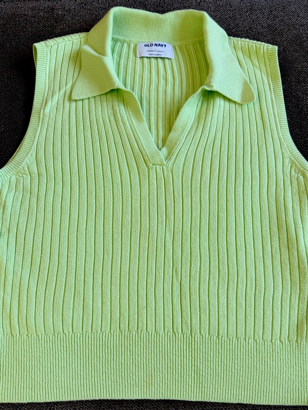 Old Navy Neon Lime Ribbed Collared Sleeveless Top